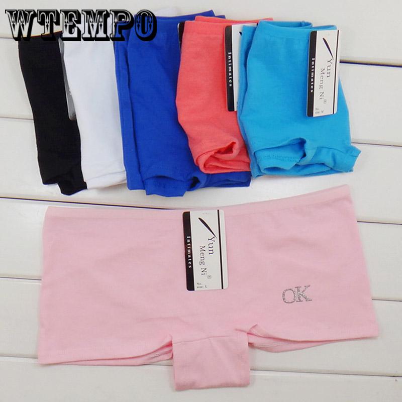 WTEMPO 6 Pieces/batch of Four-corner Ladies Underwear Sexy Cotton Boxer Briefs