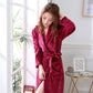 Autumn and Winter Ladies Bathrobe Flannel Nightgown Mid-length Bathrobe Flower Coral Fleece Pajamas Indoor Home Service