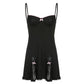 Retro Lace Patchwork Strap Bow Black Dress Mini Fashion Aesthetic Bow Club Party Sexy Dresses for Women Outfits