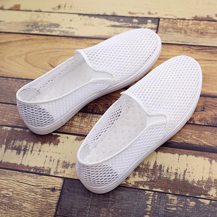 WTEMPO Summer Air White Shoe Surface Female A Pedal Students with Flat Net Movement Leisure Shoes