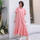 Casual Beach Dresses Womens V-Neck Party Summer Dress Short Sleeve Loose Long Dress