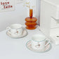 Ins Style Korean Retro Ceramic Coffee Cup and Saucer Set Afternoon Tea Cup Girl High-value Cute with Spoon