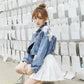 Spring and Autumn Three-dimensional Flower Embroidery Chain Tassel Loose Doll Sleeve Denim Short Jacket Women's Long Sleeve Casual Women's Jacket