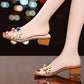 Summer Thick Heel Transparent Soft Surface Sandals and Slippers Ladies Wear Fashion Colorful Diamond Rivet Medium Heel Beach Shoes