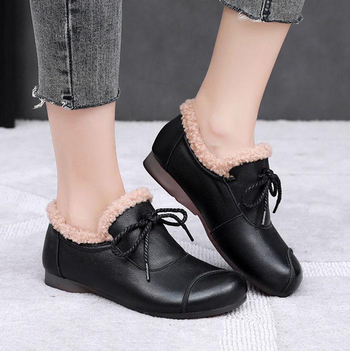 Women's Winter Soft Warm Shoes Female Large Size Non Slip Solid Color Flat Heel Cotton Shoes