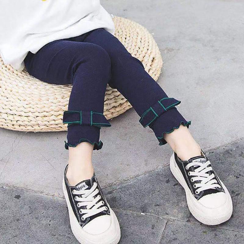 Girls' Leggings Spring and Autumn All-match Outer Wear Trousers Casual Pants Solid Color Slim Stretch Pants Foot Pants