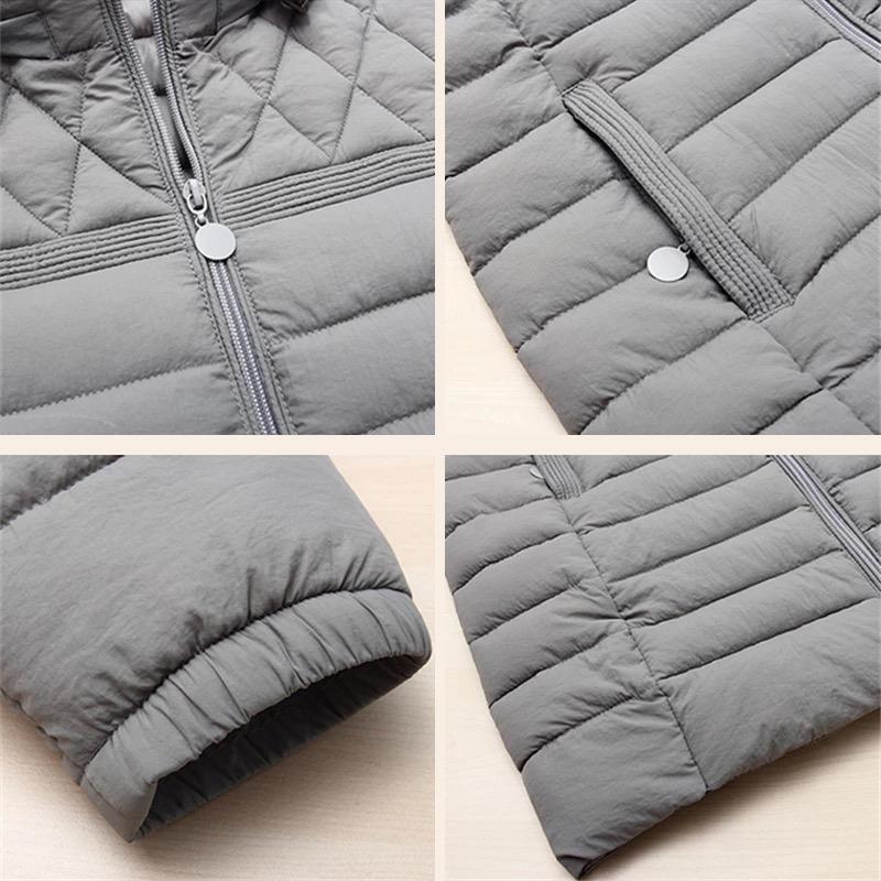 Women Autumn Winter Medium Long Coat Thicken Warm Hooded Jackets Cotton Padded Puffer Jacket Overcoat Slim Mid-length Windproof Parkas