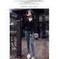 Autumn and Winter Sexy Low-cut Bottoming Shirt Knitted V-neck Tight Sweater Long-sleeved Solid Color Female Top