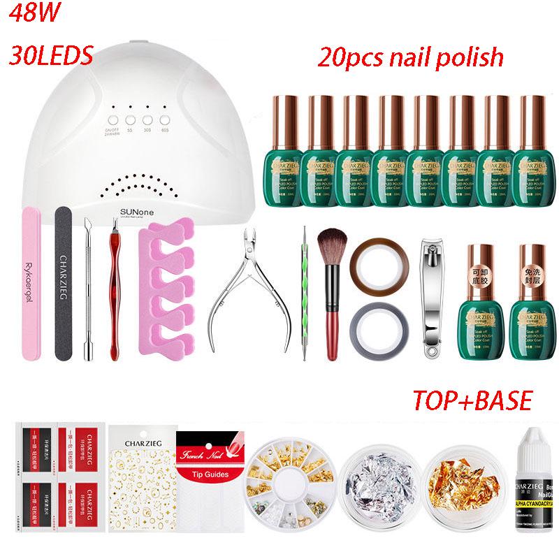 Nail Tool Set Nail Polish Glue Beginner set 48W UV LED Lamp nail dryer Nail Art Kit Manicure Tools