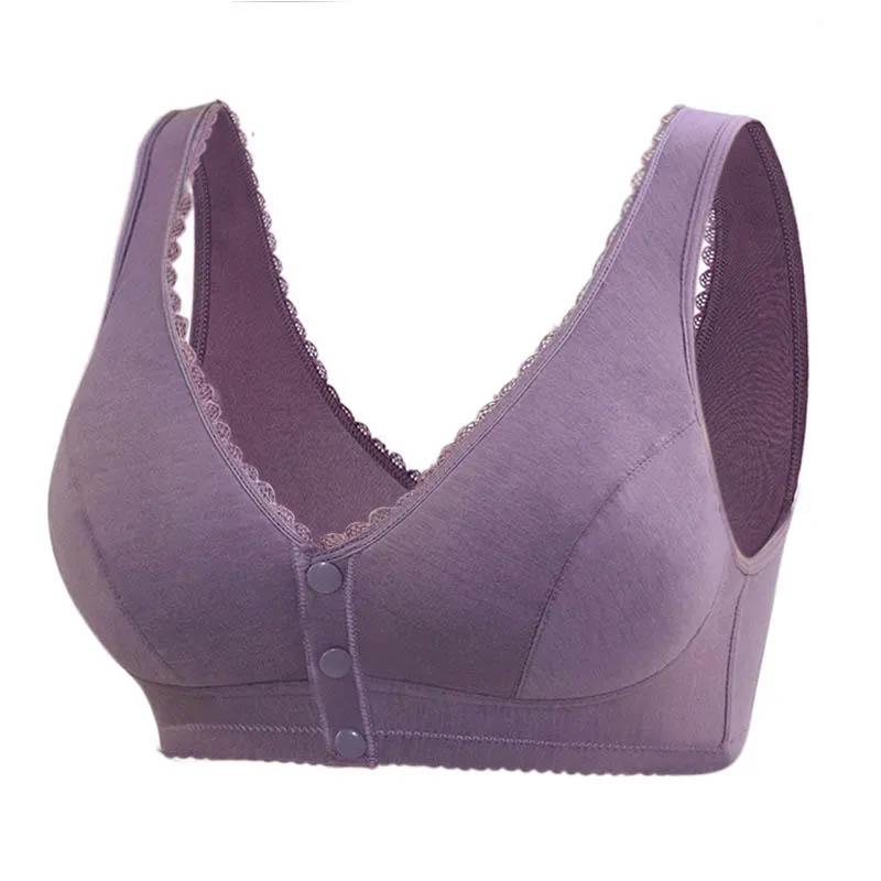 Ladies Front Button Underwear Cotton Vest Plus Size Thin Breathable Adjustable Bra