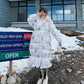 Cute Rabbit Ears Down Padded Jacket Women's Mid-length Thick Fishtail Padded Jacket Korean Style Loose Winter