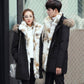 Fashion Big Fur Collar Couple Wear Down Jacket  Mid-length Plus Velvet Thickening Slim Plus Size Winter Jacket