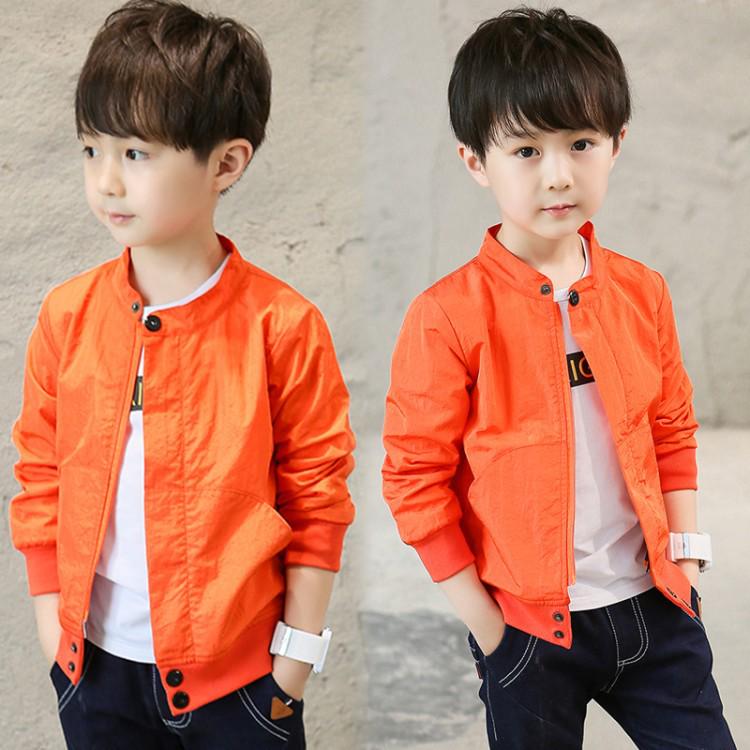 Autumn Boys Casual Soild Jacket Kids Cotton Thin Long Sleeve Buttons Zipper Coat