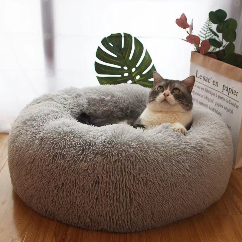 Dog Bed Mat Round Plush Cat Bed Soft Warm Pets Nest Kennel Small Pet Cushion Sleeping Sofa Cotton Bed Dogs House Winter Warm Beds Doggy Sleep Mat
