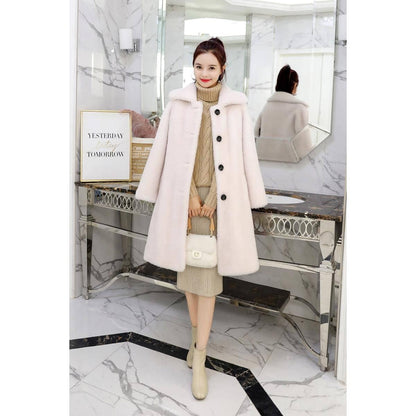 Faux Fur Coat Women Winter Warm Soft Fur Fluffy Coats Female Plush Pocket Jacket Casual Overcoat
