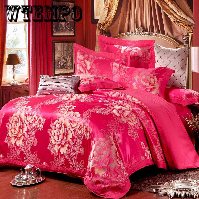 Bedding quilt cover sheets pillowcase noble European embroidery jacquard cotton four-piece