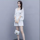 Casual Plus Size Women's Two-piece Loose-fitting Sweater + Shorts Two-piece Suit Women's Casual Loose-fitting Suit Elegant Temperament Suit