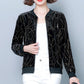 Autumn and Winter Loose Gold Velvet Printed Short Coat Women's Casual Baseball Uniform Loose Long-sleeved Cardigan Top
