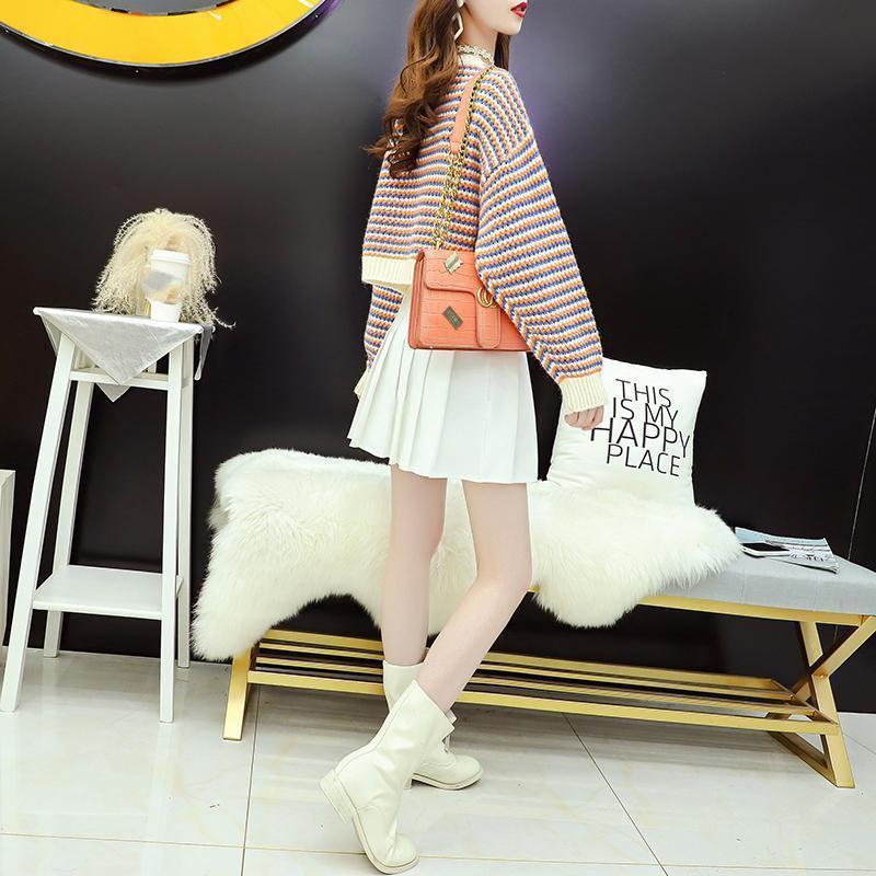 Autumn  Women Fashion Sweater Casual Knitting Sweater  Round Neck Pullovers Loose Casual Long Sleeve Sweater