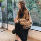 Autumn Winter Women's Loose Imitation Lambs Wool Jacket Coat Student Warmth Leopard Stitching Denim Parka