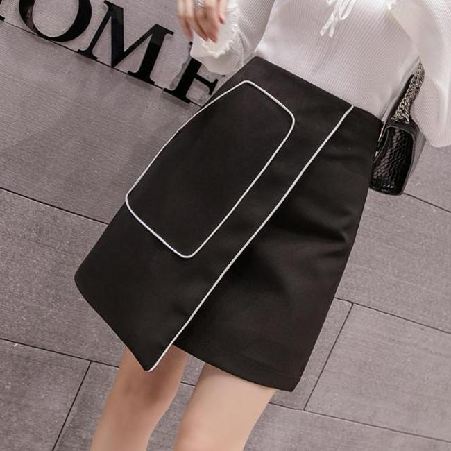 Women Sexy Split Fork A-line Hip Skirt Short Skirt Knee-length Zipper Elastic Waist Club Casual Home Office