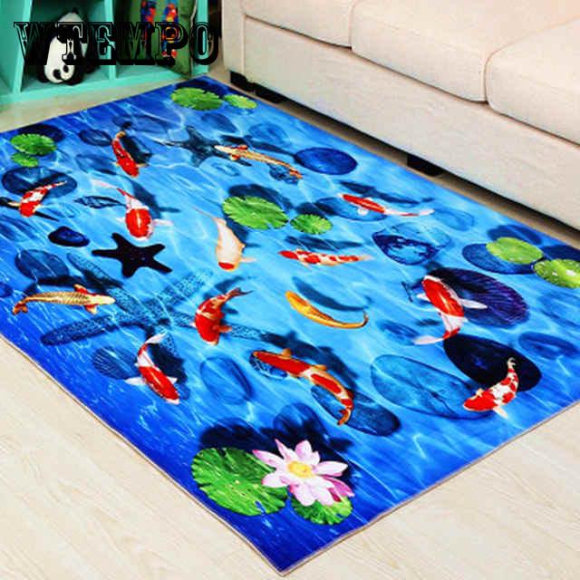 3D Carpet Mediterranean Dolphin Style Mat Living Room Coffee Table Sofa Bedroom Floor Rug
