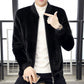 Autumn and Winter Men's Short Jacket Korean Style Slim Knit Jacket Gray Faux Fur Casual Jacket