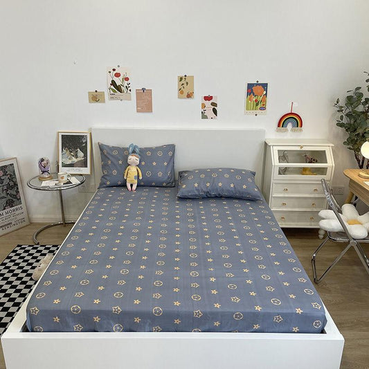 Girls Bedroom Cotton Print Mattress Cover Single Piece All-Inclusive Anti-Slip Mattress Protection Dust Cover