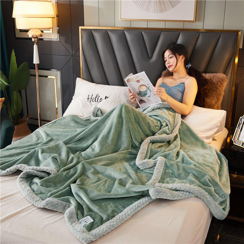 Pure Color Thick Milk Fleece Blanket Quilt Coral Fleece Autumn and Winter Flannel Blanket Plus Fleece Quilt Nap Blanket