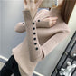 Autumn and Winter Half Turtleneck Loose Bottoming Shirt Button Split Sleeve Sweater Slim Casual Knit Sweater