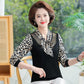 Printed Top Women's Long-sleeved Spring and Autumn T-shirt V-neck Chiffon Shirt Loose Shirt