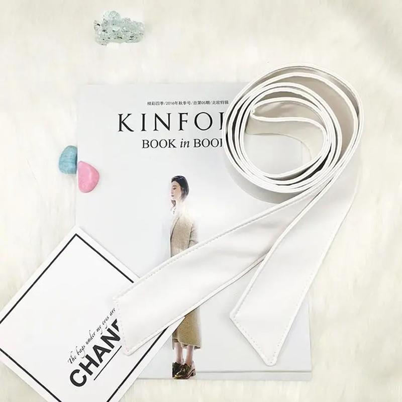 2.5/4cm Width Bow Tie Belt Waist Rope Thin Fur Belt PU Leather Belt Women's Wide Coat Leather Belt Dress Belt