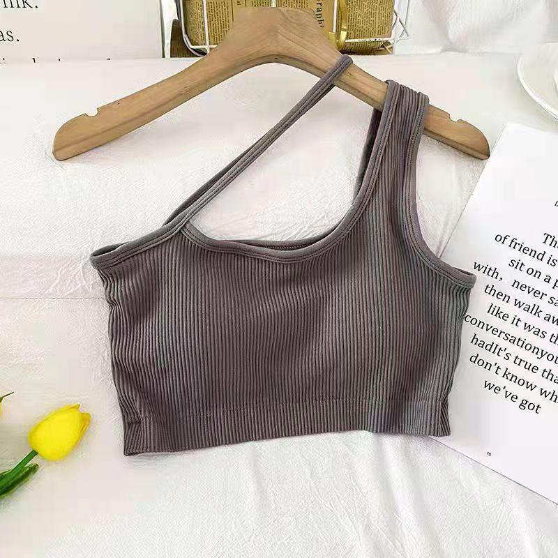 Half Turtleneck Sling Girl Sexy Vest Female with Chest Pad Outside Wear Inside Wear-proof Slim Top Wrap Chest Lingerie Yoga Fitness Sport Bar