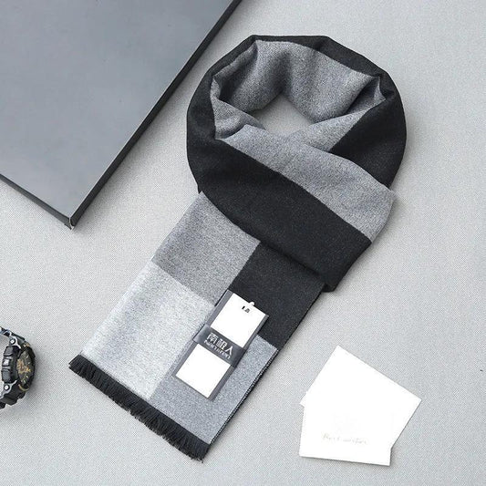 Winter Imitation Cashmere Men's Scarf Korean Tassel Plaid Plaid Scarf Thick Warm Men’s Gift