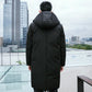 Fashion trend hooded men's down jacket autumn and winter plus down thick white duck down mid-length men's jacket