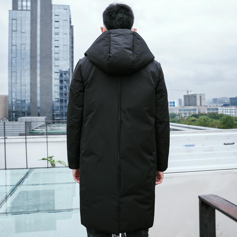 Fashion trend hooded men's down jacket autumn and winter plus down thick white duck down mid-length men's jacket