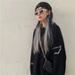 Sweater Women's Black Punk Gothic Streetwear Pullover Knitwear Loose Lazy Ripped Top Trendy Drawstring Sweater Autumn and Winter
