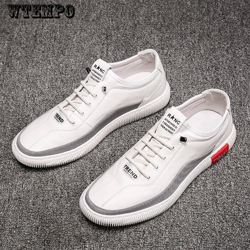 Men's Leather Casual Shoes Fashion Breathable Sports Shoes Fashion Flat Shoes Comfortable Breathable Running Shoes