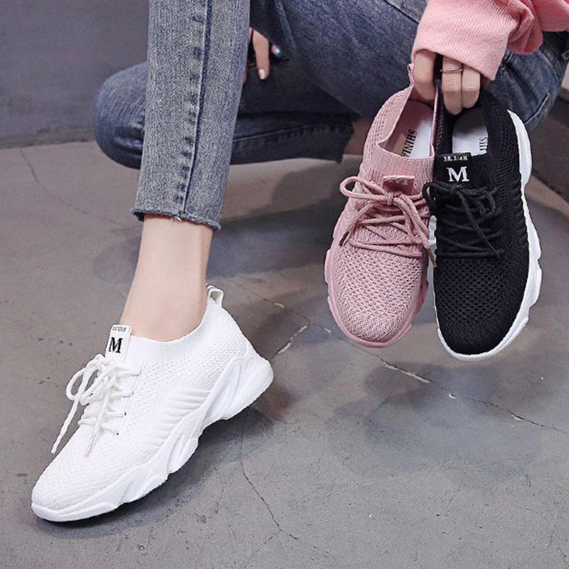 Spring and Summer Ladies Mesh Shoes Breathable Sports Mesh All-match Summer Thin Section Hollow Hiking Shoes