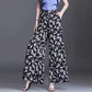 Flower Print Wide-leg Pants Women's Summer Large Size High Waist Loose Drape Thin Trousers Elastic Waist Skirt Pants