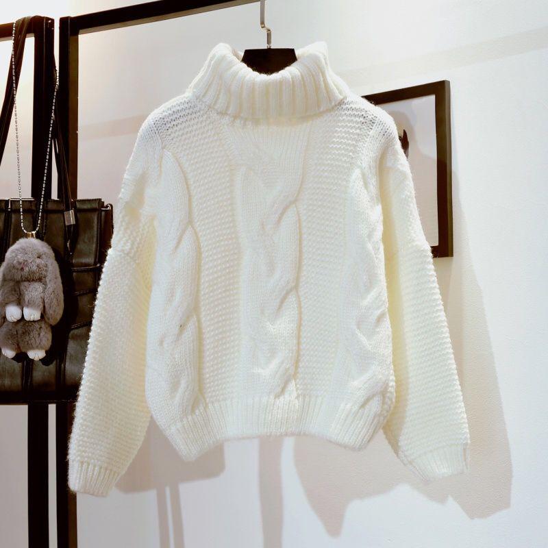 Knit Sweater Wear Outside Warm Winter Jacket Large Size Thick Sweater Female Loose High Collar