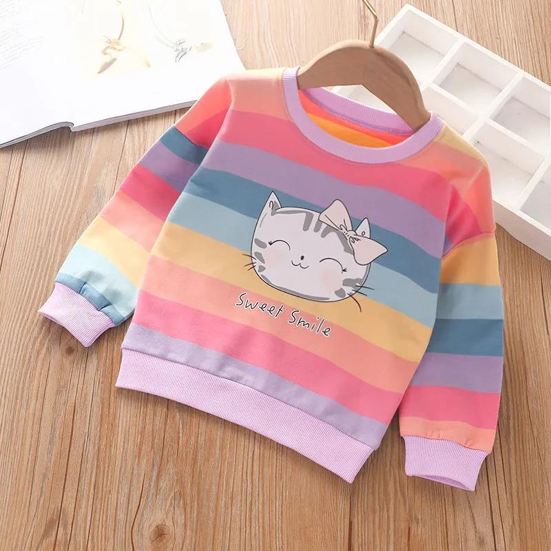 Girl Suit Spring and Autumn Female Baby Rainbow Clothes Girl Casual Pants Two-piece Set
