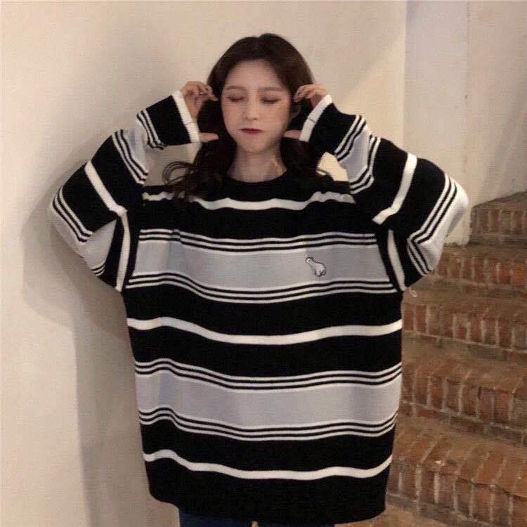 Pofulove Thick Winter Sweater Women Loose Pullover Harajuku Style Sweater Long-sleeved Jacket