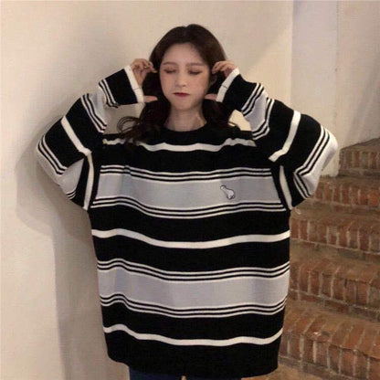 Pofulove Thick Winter Sweater Women Loose Pullover Harajuku Style Sweater Long-sleeved Jacket