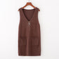 Spring and Autumn All-match Loose Vest Skirt Mid-length Knitted Vest Dress Fashion Solid Color Female Vest Skirt