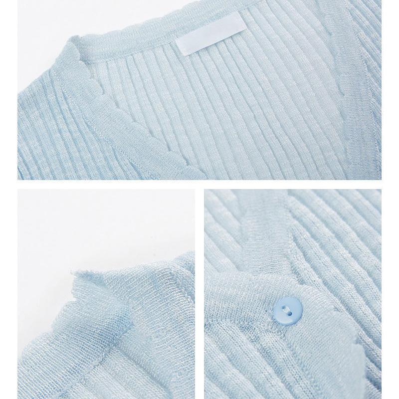 Sun Protection Clothing Women's Ice Silk Summer Thin Shawl Knitted Cardigan Coat with Skirt Long-sleeved Top Women