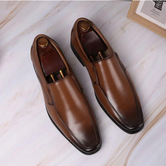 Vintage Design Men's Casual Leather Shoes High Quality Elegant Formal Wedding Casual Shoes Men Light Slip on Office Oxford