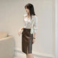 Design Skirt Women's High Waist Irregular Side Slits Slim Slimming Hips Mid-length All-match PU Leather Skirt