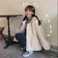 Autumn and Winter Lamb Fur Hooded Jacket Female Students Casual All-match Thickened Polar Fleece Cardigan Cute Rabbit Ears Plush Jacket
