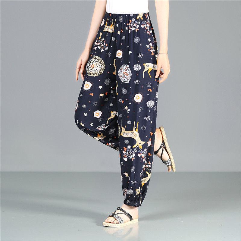 Women's Pants Spring and Summer Thin Dancing Bloomers Anti-mosquito Pants Outer Wear Cotton Silk Long Pants